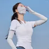 Sciarpe Protezione solare Velo Uomo Copri viso Maglia di seta Tinta unita Maschera Gini Guida Cappelli estivi da donna