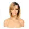 Synthetische pruiken Kanten pruiken Lekker Ombre Blond Bruin Kort Recht Bobkapsel 13x6x1 Kanten Voorkant Pruik van echt haar voor dames Braziliaans remy-haar Wear to go 12 pruiken 240328 240327