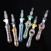 Mini Glass Bong Smoking Hand Pipes Borosilicate Nector Collector 10mm joint With Titanium Quartz Ceramic Nail Oil Burner Dab Rigs Small Water Pipe NC Kits Wholesale