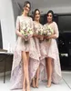 Jewel Neck Country Boho Wedding Guest Bridesmaid Dresses Modest Plus Size Lace 2020 High Low Half Sleeve Maid Of Honor Gowns Forma6409470