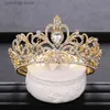 Tiaras Trendy Bride Crown Baroque Rhinestone Crystal Crown Headband Queen Crown Golden Crown Hair Accessories Bridal Wedding Crown Y240319