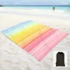 Коврик для защиты от песка, пляжное одеяло, коврик для защиты от песка с угловыми карманами и сетчатой сумкой для пляжной вечеринки, кемпинга, омбре, синий, желтый, розовый, радуга