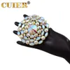CUIER Luxus 8 cm runde Ringe für Frauen Drag Queen Übergröße Schmuck Hochzeitsaccessoires Kristall AB 240305
