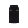 Fabricantes de malhas personalizado preto cintura alta costela mini corrente de metal saias casuais elegantes para mulheres saias de malha sólida