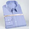 Camicie eleganti da uomo classiche a maniche lunghe a righe senza stiratura Colletto rimovibile Camicia formale da lavoro Regular Fit in puro cotone 240319