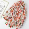 Foulards 2024 Printemps Mode Tulipe Imprimer Gland Écharpe Châles Long Foulard Floral Hijab Wrap