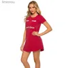 女性用スリープウェア2023夏の新しいレディースナイトドレスコットンプリントパジャマプラスサイズの家の服
