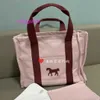 Sac à main fourre-tout pour femmes L cheval brodé sac en toile rayé rose maman