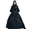 Vestidos de casamento gótico vitoriano para mulheres mangas compridas pescoço alto preto vintage Steakpunk masquerade vestidos de noiva em camadas vestido de baile desgaste da noiva 2024