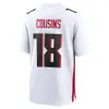 2024 Jersey New Move ATL KIRK COUSINS 18チームジャージーブラックホワイトカラーステッチメンズサイズS-XXXL