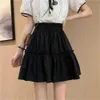 Röcke Skorts Sommer Mini Faltenröcke Frauen Weiß Schwarz Hohe Taille A-Linie Rock dent Preppy Niedlichen Rock Koreanische Harajuku Rüschen wilden Saia 240319