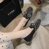 Stövlar maogu kvinna pärla pärlor andningsbara balettlägenheter skönhet bow moccasins sko för kvinnor stor storlek 43 kristall båge platt skor