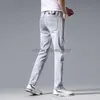 Men's Jeans Designer Jeans for men spring/summer new light gray slim fit high-end casual pants man