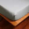 Solid Color Fitted Sheet With Elastic Band Bed Single Double Queen Mattress Cover High Quality Skin Friendly Fit 240306