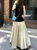 Skirts Qiukichonson Midi Long Skirt Women Maxi 2024 Korean Casual Spring Summer High Waist A-line Ruffle Pleated Rok