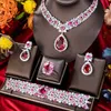 Bileklik Godki Ünlü Marka Turkuaz Lüks Setleri Kadınlar İçin Afrika Mücevherleri Düğün Zirkon Kristal Dubai Düğün Takı Set Hediye 240319
