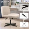 PUKAMI Criss Chair,armless Cross Legged Office Desk No Wheels,fabric Padded Modern Swivel Height Adjustable Mid Back Wide Seat Computer Task Vanity Chair for