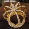 Tiara's Bruidskroon Hoofdtooi Barok Kristal Strass Gouden Ronde Kroon Koningin Tiara Kroonsieraden Feest Bruiloft Haaraccessoires Y240319