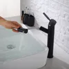 Bathroom Sink Faucets Matte Black Basin Faucet Swivel Spout Vessel Mixer Taps 360° Pull-out Handle Toilet Tap