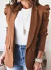 Jaquetas femininas primavera outono blazer casacos cor sólida manga longa um botão aberto frente outerwear elegante moda topos