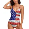 Damen-Bademode, amerikanische USA-Flagge, Badeanzug, Sterne, Aufdruck, klassisches einteiliges Design, Bodysuit, Frau, Push-Up-Badeanzüge, Sling, Strandkleidung