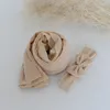 Blankets White Baby Pography Wrap Girl Bow Neutral Knit Stretch And Headband Set Bron Layer Fabric Infant Swaddle Blanket