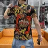 Men's T-Shirts 2022 Trend Brand Fashion Baroque Print Rhinestones Short Sleeve Tshirt High Quality Tee Shirt Homme Luxury Summer Tshirt For Men J240319