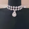 Choker moda błyszcząca rhineston przezroczysty woda kryształ kryształowy naszyjnik łańcuch kobiet