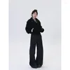 Kvinnors byxor Deeptown Vintage Black Youth Woman's Spring Harajuku Luxury Office Lady Lady Slacks Streetwear Coquette Wide Leg Trousers
