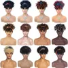 Pelucas sintéticas Pelucas de cosplay Peluca de diadema corta con flequillo Afro Kinky Curly Head Band Pelucas para mujeres Peluca de pelo natural sintético con bufanda Cosplay Uso diario 240327