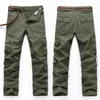 Męskie spodnie safari styl proste szczupłe odzież stylowe kieszenie spliczone lato
