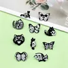 Brooches Retro Punk Style Skull Butterfly Exaggerated Metal Enamel Brooch Creative Personality Black White Small Animal Badge Pin Jewelry