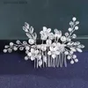 Diadèmes de mariage perle peigne à cheveux fleurs en or rose bijoux de cheveux féminins bijoux de cheveux de mariage doré mode mariée métal Y240319