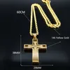 Big Cross Jesus 14k Yellow Gold Necklace for Men Women Hip Hop Male Long Chain Gift Jewerly