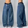 Damen-Jeans, mehrere Taschen, modisch, ästhetisches Design, hoch taillierte Cargo-Jeans für Frauen, Y2k, Baggy, einfacher Vintage-Stil, vielseitige Hose mit weitem Bein