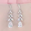 Dangle Earrings Uilz Classic Luxury Cubic Zirconia Leaf Shaped Charm for Women Statement Wedding Engagement Jewelry