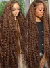 Markera lockigt 7x5 Glueless peruk Human Hair Baby Hair Pre Cut 4/27 Deep Wave 13x4 Spets Front Wig Bleached Knots Förpluckade