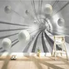 Sfondi Carta da parati personalizzata Po Moderna astratta Tunnel Spazio Sfera 3D Sfondo Carta da parati Soggiorno Camera da letto Decorazioni per la casa