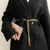 Belts Tannt Women Belt Suit Dress Shirt Slim Waist Design Sense Metal Chain Black For 2024 Fashion Woman