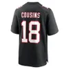 2024 Jersey New Move ATL KIRK COUSINS 18チームジャージーブラックホワイトカラーステッチメンズサイズS-XXXL