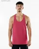 Canotte da uomo Canottiere in cotone da uomo Bodybuilding Canotte da palestra Fitness Allentato traspirante O-Collo Casual da corsa Camicie senza maniche Gilet da basket L240319