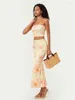 Work Dresses 2 Piece Sets Women's Summer Skirt Outfits Floral Print Tube Tops And Bodycon Long Sexy Elegant Holiday Streetwear