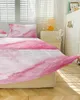 Jupe de lit à Texture fluide en marbre, couvre-lit élastique rose avec taies d'oreiller, housse de protection de matelas, ensemble de literie, drap