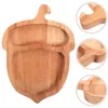 Teller Holz Serviertablett Dekor Holzplatte Tannenzapfenförmige Schale Keks Snack Vorspeisenteller