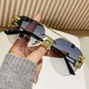 Zonnebril Vierkante Zonnebril Mannen Vrouwen Merk Designer Mode Vintage Gradiënt Brillen Mannelijke Rijden Zonnebril Metalen Shades Oculos De SolL2403