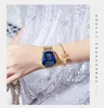 Wristwatches Women Watch Blue Faceted Glass Mirror Fashion Waterproof Gold Stainless Steel Mesh Ladies Relogio Feminino Watches