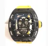 Titta på Luxury Mens Richa Mechanics Men's Wrist Watch Skeleton Series Ghost Luminous Carbon Fiber Upgrade är utrustad med importerad Movem