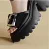 Сапоги летние черные кристаллы платформы сандалии женщин крутые сапоги 8 см. Клиняки.