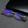 Sunglasses Rimless Anti Blue Light Finished Myopia Glasses Unisex Trendy Eyewear Metal Frame Nearsighed Eyeglasses Diopter -1.0 To -4.0