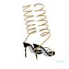 HBP Non-Brand 10CM Long Strap Sexy Talons Aiguilles Square Toe Black Spiral Snake Wrap Around Heels for Women